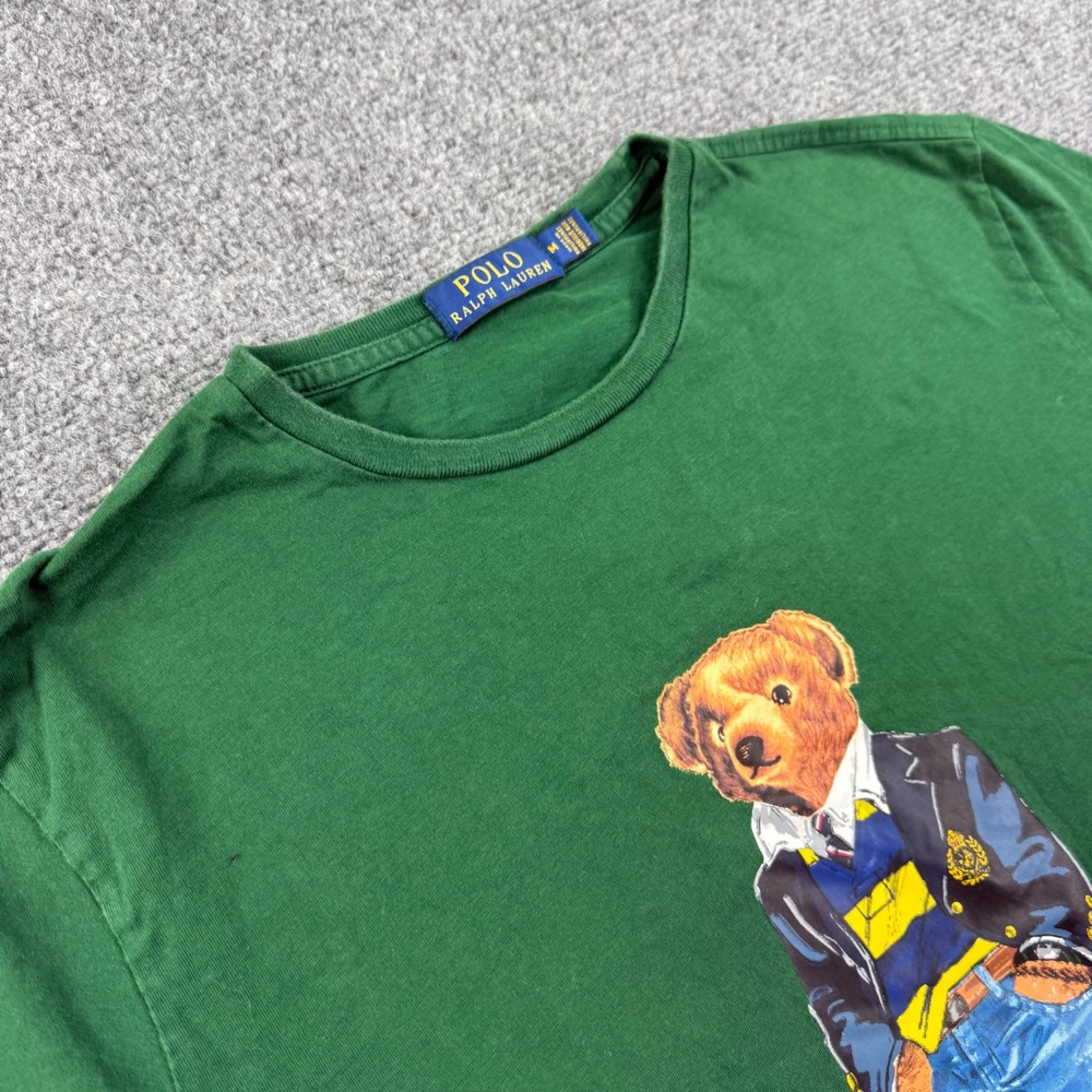 Polo Ralph Lauren T-Shirt Medium Green Polo Bear Graphic Mens